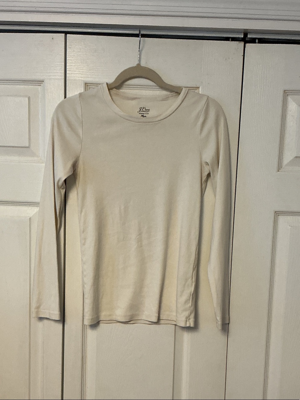 J. Crew Cream Long-Sleeve Crew Tee